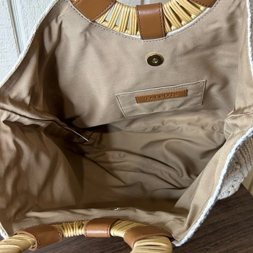 Talbots Crochet Round Handle Tote Bag